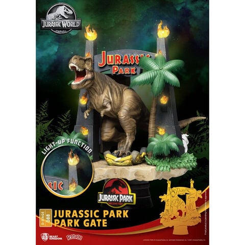 Figurine - Jurassic Parc - D-stage Entrée Du Parc & T-rex 16cm